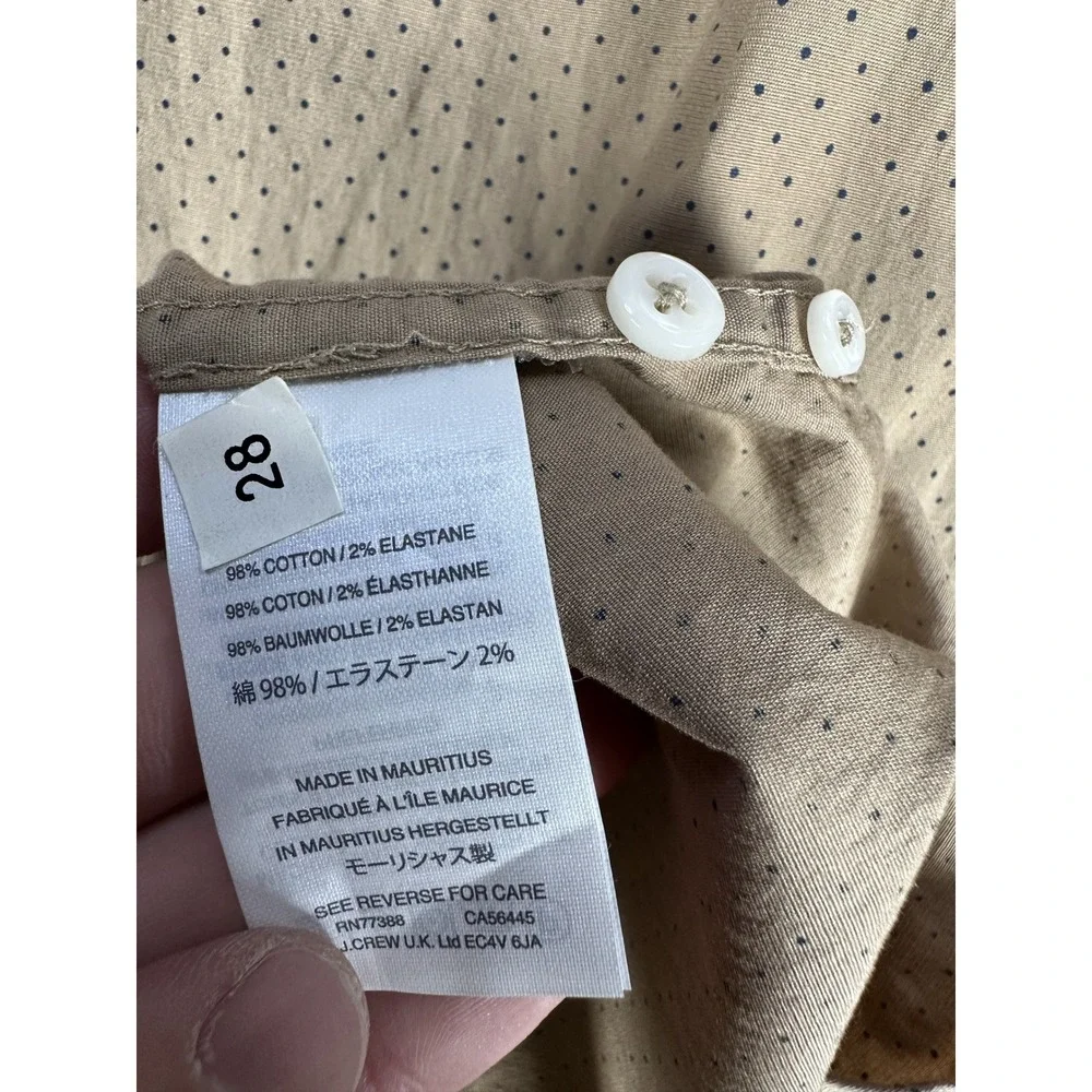 J Crew Shirt Mens Large Taupe Brown Cotton Geometric Dot Minimalist Office New